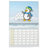 Kleiner Pinguin mit schneebedeckten Kugeln Kalender (Feb 2026)