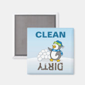 Kleiner Pinguin mit schneebedeckten Kugeln Magnet (Vorderseite/Rückseite)