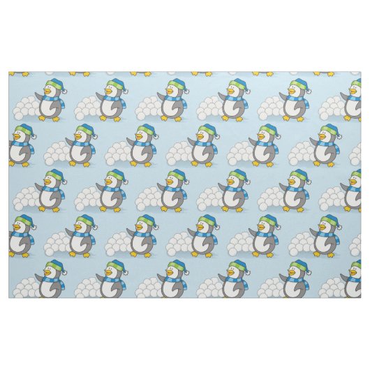 Kleiner Pinguin mit schneebedeckten Kugeln Stoff (Fat Quarter (45,7 x 55,9 cm))