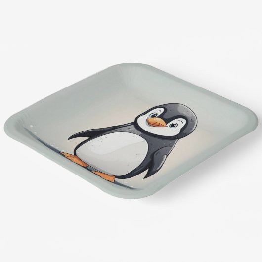 Kleiner Pinguin Pappteller (Gewinkelt)