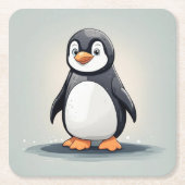 Kleiner Pinguin Rechteckiger Pappuntersetzer (Vorderseite)
