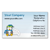 Kleiner Pinguin sitzend mit Schneebällchen-Magnetb Magnetische Visitenkarte (Vorderseite)