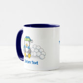 Kleiner Pinguin sitzend mit Schneebälle Tasse (Vorderseite Links)