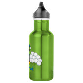 Kleiner Pinguin sitzend mit Schneeballflasche Edelstahlflasche (Rechts)