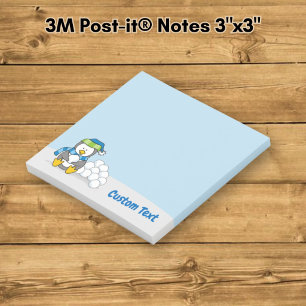 Kleiner Pinguin sitzend mit Snowballs Post-it Klebezettel