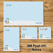 Kleiner Pinguin sitzend mit Snowballs Post-it Klebezettel