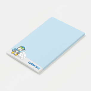 Kleiner Pinguin sitzend mit Snowballs Post-it Note Klebezettel