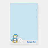 Kleiner Pinguin sitzend mit Snowballs Post-it Note Klebezettel (Vorderseite)