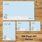 Kleiner Pinguin sitzend mit Snowballs Post-it Note Klebezettel