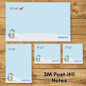 Kleiner Pinguin sitzend mit Snowballs Post-it Note Klebezettel