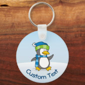 Kleiner Pinguin Spaziergang auf dem Schnee Schlüss Schlüsselanhänger (Vorderseite)