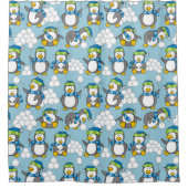 Kleiner Pinguinhintergrund Duschvorhang (Vorderseite)