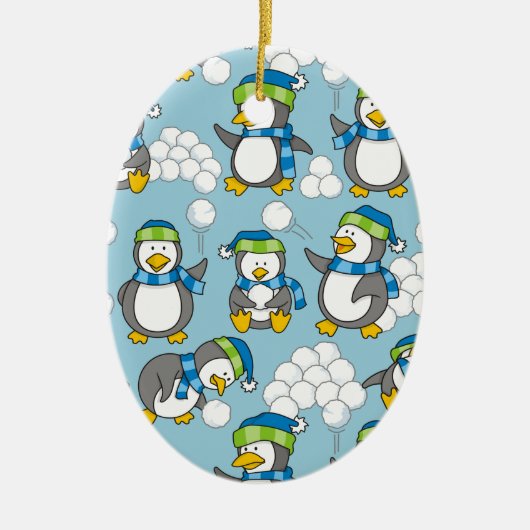 Kleiner Pinguinhintergrund Keramik Ornament (Vorne)