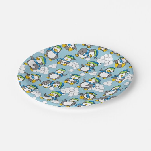 Kleiner Pinguinhintergrund Pappteller (Schrägansicht)