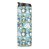 Kleiner Pinguinhintergrund Thermosbecher (Nach rechts gedreht)