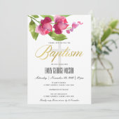 KLEINER PINK WASCHWASCHWASSERFLORALLBAPTISMUS EINLADUNG (Stehend Vorderseite)