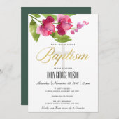 KLEINER PINK WASCHWASCHWASSERFLORALLBAPTISMUS EINLADUNG (Vorne/Hinten)
