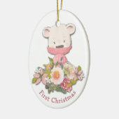 Kleiner Pink Winter Bear Baby's First Christmas Keramik Ornament (Links)