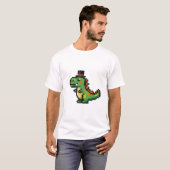 Kleiner Pixel-T-Rex mit Zylinderhut T-Shirt (Vorne ganz)