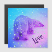 Kleiner Polar Bär, der seinen Kopf auf den Schnee Magnetkarte (Vorne/Hinten)