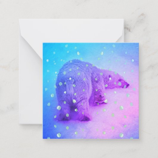 Kleiner Polar Bär, der seinen Kopf auf den Schnee Mitteilungskarte (Vorderseite)