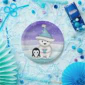 Kleiner Polar-Bär und Pinguin-Teller Pappteller (Party)