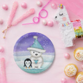 Kleiner Polar-Bär und Pinguin-Teller Pappteller (Party)