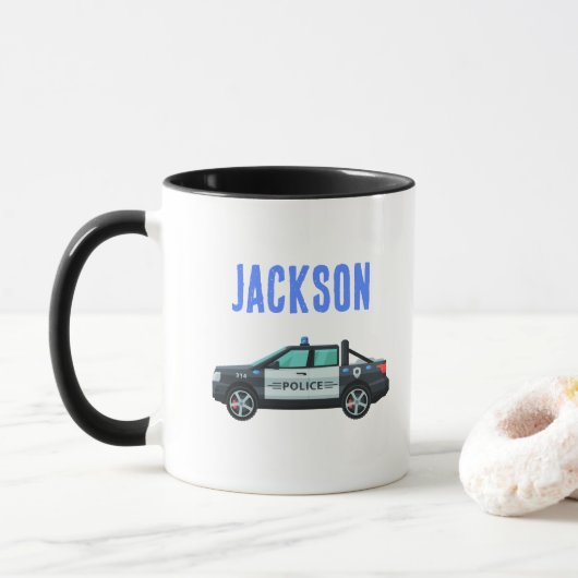 Kleiner Polizeioffizier Geburtstag | Personalisier Tasse (Mit Donut)