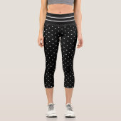 Kleiner Polka-Dot Schwarz-weiß mit Streifen Capri Leggings (Vorderseite)