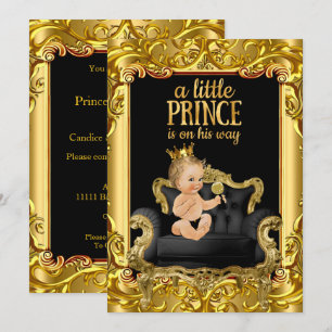 Kleiner Prinz auf Thron Baby Shower Blondes Baby Einladung