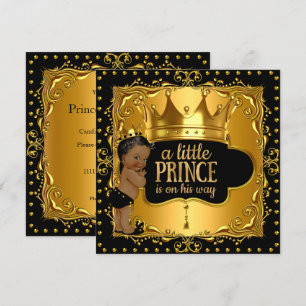 Kleiner Prinz Baby Shower Goldfolienkrone Ethnisch Einladung
