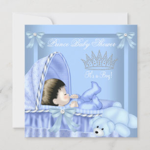 Kleiner Prinz Baby Shower Junge Blaues Bassinett 2 Einladung