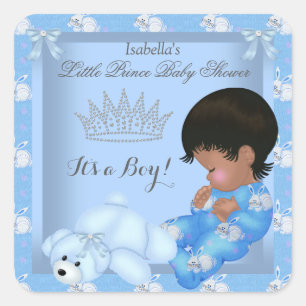 Kleiner Prinz Baby Shower Junge Blaues Kaninchen A Quadratischer Aufkleber