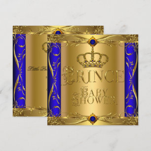 Kleiner Prinz Baby Shower Junge Königlich Blau Kro Einladung