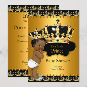 Kleiner Prinz Baby Shower Junge Krone Gold Ethnisc Einladung