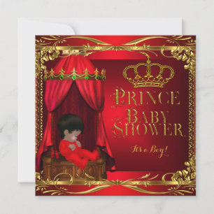 Kleiner Prinz Baby Shower Junge Regales Rot Kronen Einladung