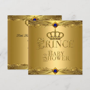 Kleiner Prinz Baby Shower Junge Regent Blau Krone Einladung