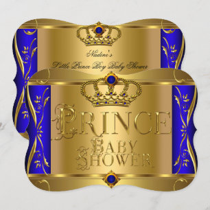 Kleiner Prinz Baby Shower Junge Regentblau Krone 9 Einladung