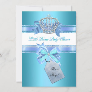 Kleiner Prinz Baby Shower Junge Türkisblaue Krone  Einladung