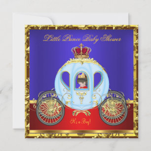 Kleiner Prinz Baby Shower Rot Blau Gold Junge Einladung