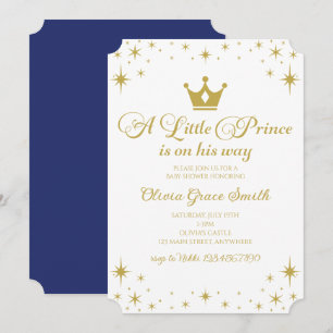 Kleiner Prinz Baby Shower Royal Blau Gold Einladung