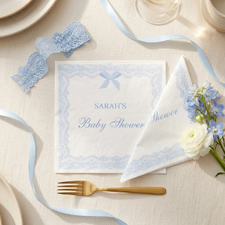 Kleiner Prinz Blaue Spitze Baby Shower Junge Serviette