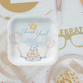 Kleiner Prinz Fairytale Burg Krone 1. Geburtstag Pappteller