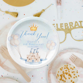 Kleiner Prinz Fairytale Burg Krone 1. Geburtstag Pappteller