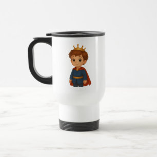 Kleiner Prinz in Blue Outfit mit Red Cape und Cro Reisebecher