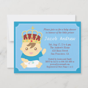 Kleiner Prinz mit Krone Baby Shower Einladung