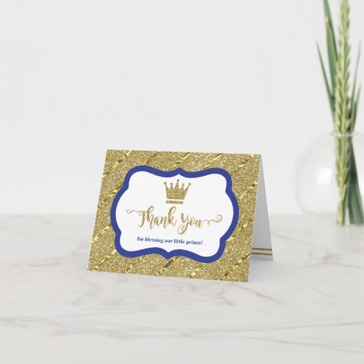 Kleiner Prinz Thank You Card, Blau, Imitat-Glitzer Dankeskarte (Vorderseite)