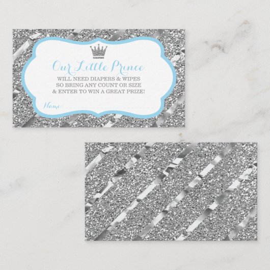 Kleiner Prinz-Windeln-Raffle-Ticket, Imitat-Glitze Begleitkarte (Vorne/Hinten)