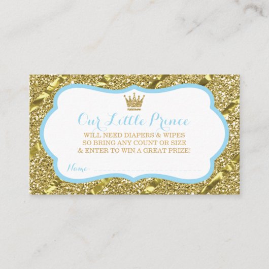 Kleiner Prinz-Windeln-Raffle-Ticket, Imitat-Glitze Begleitkarte (Vorderseite)