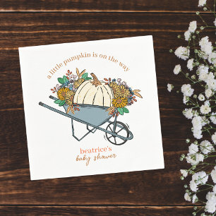 Kleiner Pumpkin auf dem Weg Autumn Baby Shower Serviette